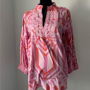 NWOT Sheridan French Pink and Orange Geometric Tunic